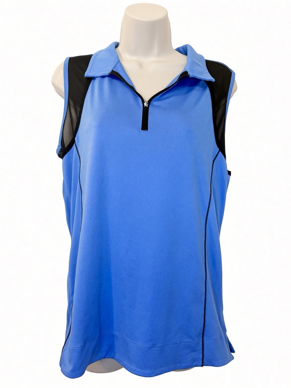 Chase 54 Blue Sleeveless 1/4 Zip Golf Polo Mesh M